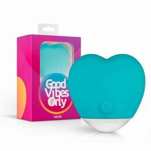 Вибратор для клитора в форме сердца Oron Good Vibes Only, силиконовый, голубой, 6 см Sex Aura Киев