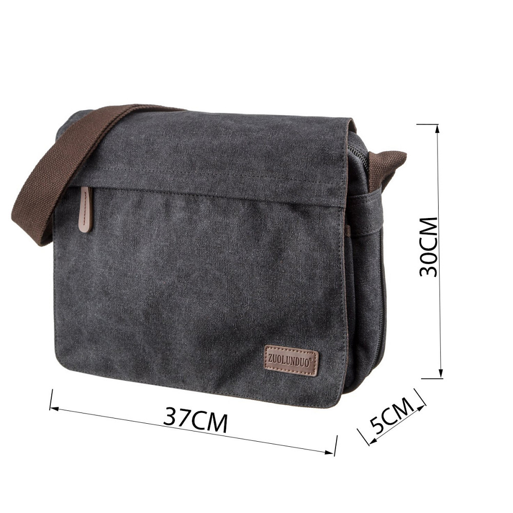 Сумка почтальонка текстильная Vintage 20088 Черная Киев - изображение 5