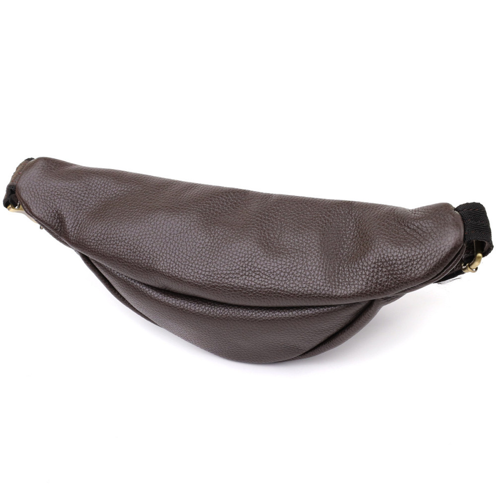 Стильная сумка бананка из зернистой натуральной кожи Shvigel 23146 Коричневый Киев - изображение 10