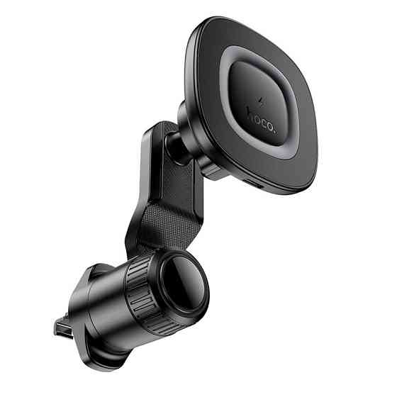 Автотримач для телефона з БЗП HOCO HW30 Crown magnetic wireless charging car holder (air outlet) Black Metal Gray Одеса