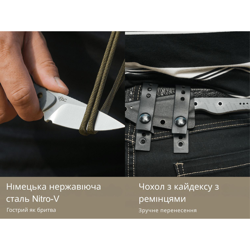 Ніж фіксований тактичний Civivi SOKN, (7.2 см) Nitro-V / G10 сірий Київ - фото 20