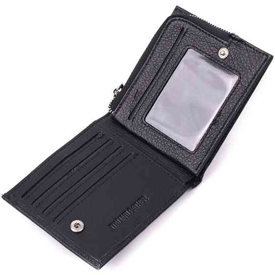 Гаманець середнього розміру з оригінальною монетницею ST Leather 22458 Чорний Київ