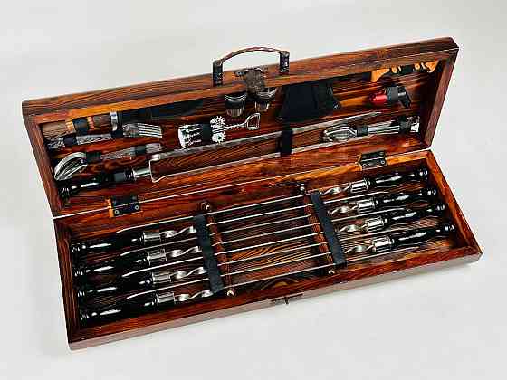 Подарочный набор шампуров в деревянном кейсе ГРИЛЬ LUX HAPPY DAYS Тернополь