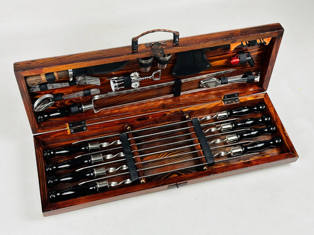 Подарунковий набір шампурів у дерев'яному кейсі ГРИЛЬ LUX HAPPY DAYS Тернопіль - фото 3