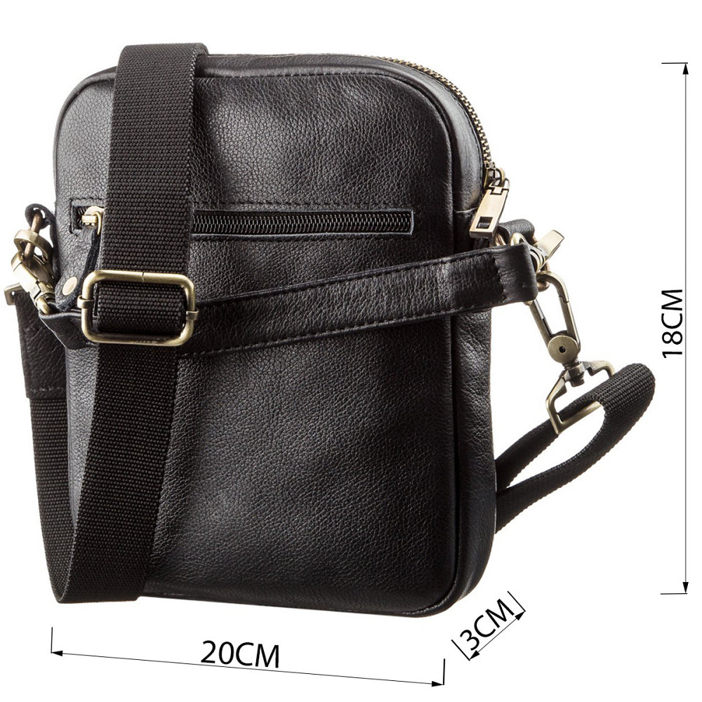 Чоловіча шкіряна сумка з двома знімними ручками SHVIGEL 19110 Чорна Київ - фото 3