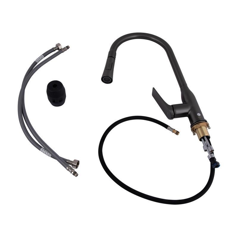 Смеситель для кухни Qtap Vlasta New с выдвижным изливом, латунь QTVLA344GMB45647 Gunmetal Black PVD Харьков - изображение 5