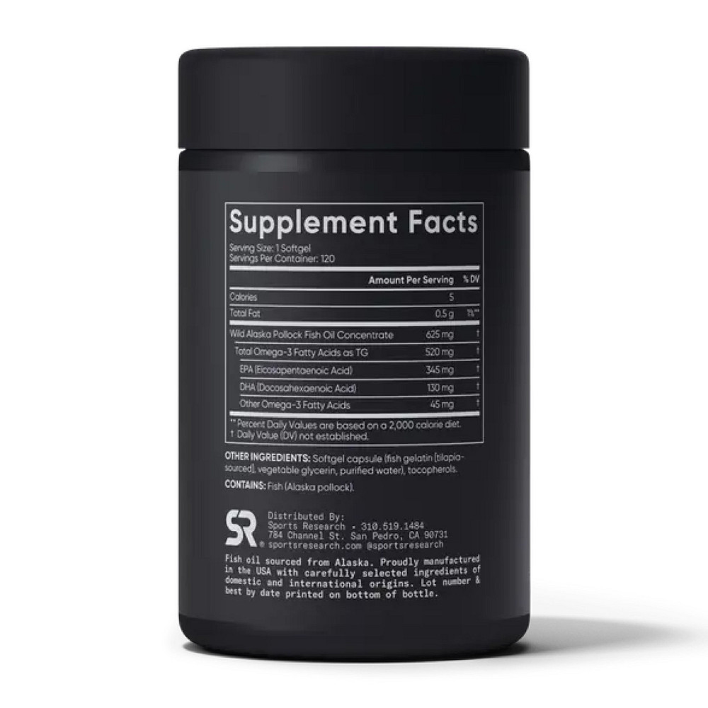 Омега 3 из аляскинского минтая Sports Research Omega-3 Fish Oil Alaska 625mg 120 гел капс Киев - изображение 2