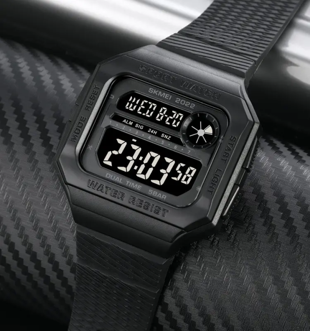 Годинник чоловічий спортивний наручний Skmei 2022 (Чорний з чорним циферблатом) Вінниця - фото 5