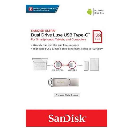 Флешка SanDisk Ultra Dual Luxe Type-C 128ГБ Київ