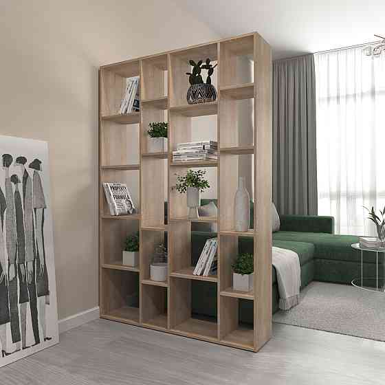 Стеллаж VAYS D-2 Дуб Сонома, книжная полка с 20 ячейками, этажерка из ЛДСП для дома, игрушек и декора, 117×30×178 см Львов