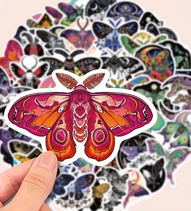 Набор наклеек бабочки 50 шт виниловые aesthetic стикеры moth butterfly для ноутбука телефона Киев - изображение 2