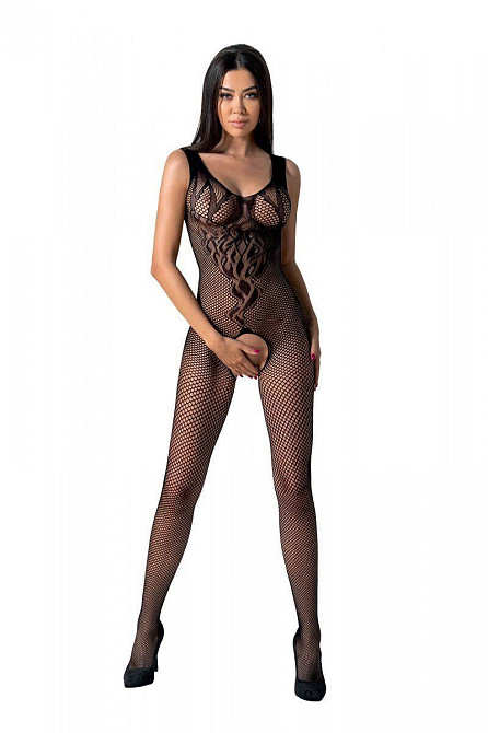 Бодістокінг з крилами Passion BS098 One Size, black, середня сітка, відкритий доступ Sex Aura Київ - фото 1