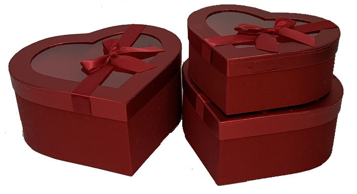 Подарункові коробки UFO W2901 Набір 3 шт RED HEART серд. (6990785) Київ - фото 1