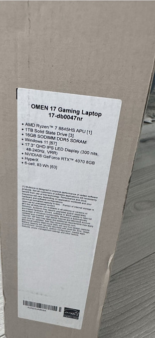Ноутбук HP OMEN 17 ryzen 7 RTX4070 1TB Киев - изображение 1
