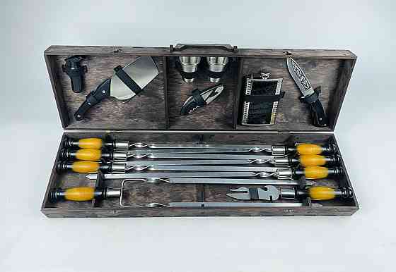 Подарочный набор шампуров в деревянном кейсе (Вуд на 17 предметов) HAPPY DAYS Тернополь