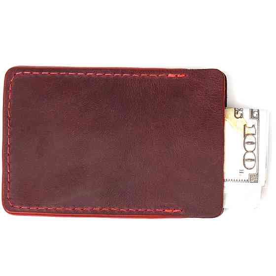Вінтажний шкіряний картхолдер GRANDE PELLE 11504 Бордовий Київ