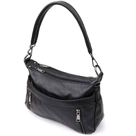 Практична жіноча сумка з натуральної шкіри Vintage 23011 Чорний Київ