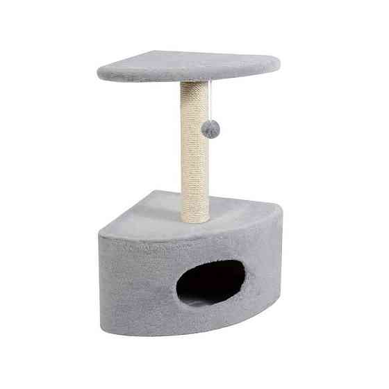 Дряпка Природа Д11у для котов угловая с будкой серая 39x39x65 см Киев