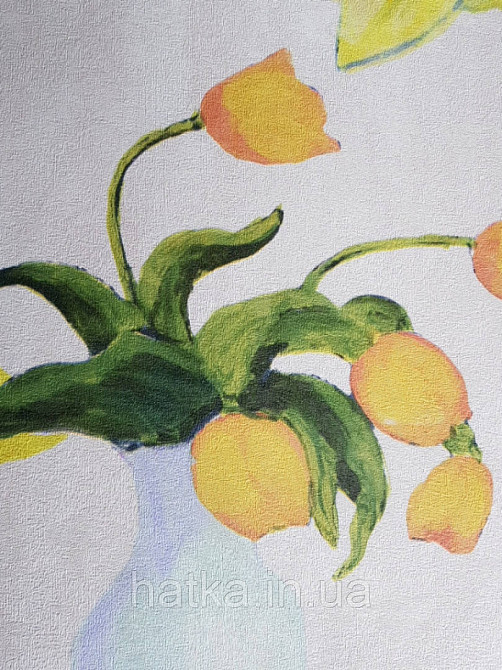 Шпалери вінілові Decoprint Breeze квіти у вазі жовті червоні сині на молочному акварель 0.53х10 м Київ - фото 4