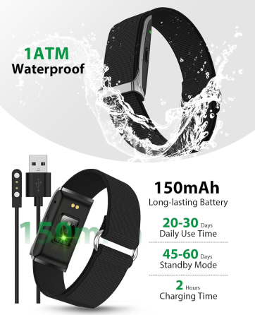 Смарт-браслет EGQINR PRO: 24/7 Трекер здоровья, сна и HRV, 120+ режимов спорта, IP68, 2 ремешка в комплекте (Black) Киев