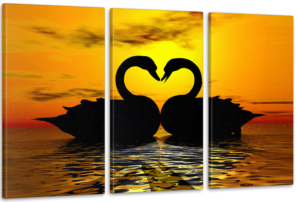 Модульная картина Лебеди Закат Аrt-108_3А 70x130 см Киев - изображение 1