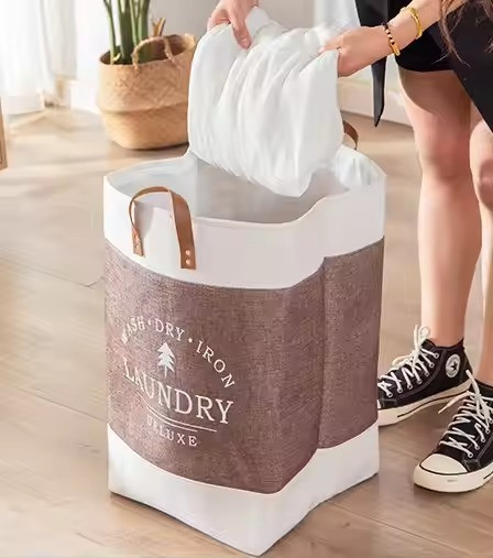 Органайзер-сумка для белья в ванную комнату, для вещей складной,льняной мешок для одежды с ручками 35х35х55 см Каменец-Подольский - изображение 2