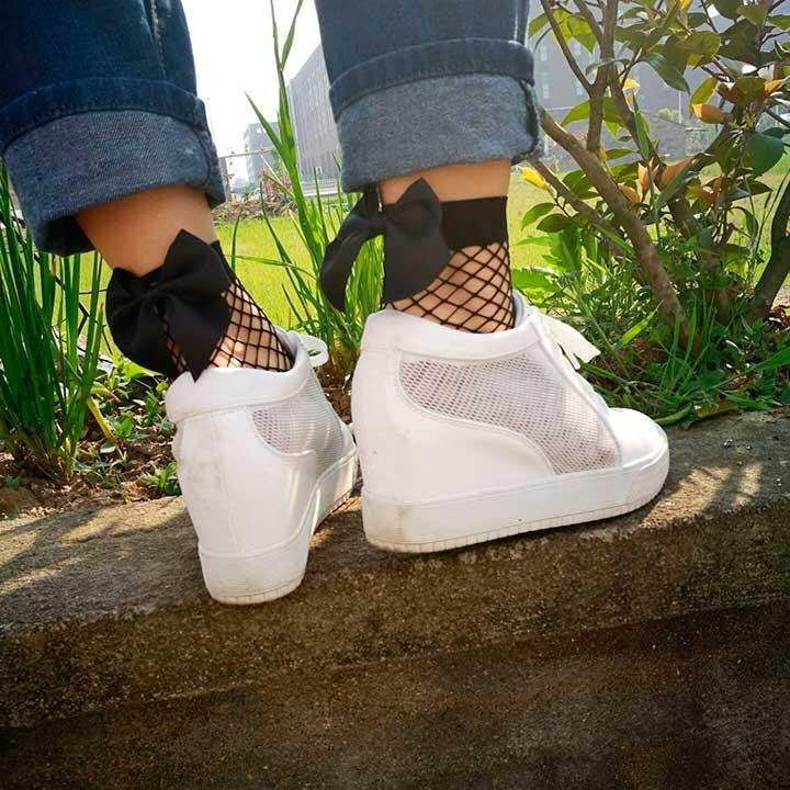 Носочки сетка с бантиком - Чёрный - 1/2/3/4 (XS/S/M/L) – Эротическое бельё Винница - изображение 2