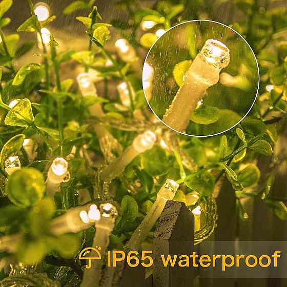 Новорічна гірлянда нитка 10-12 м, 100-120 LED: Тепле біле світло, 8 режимів, пульт ДК, таймер, діммер Київ