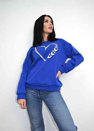 Утеплений світшот з принтом "Heart" оптом | Норма і батал Електрик, 50-52 Київ