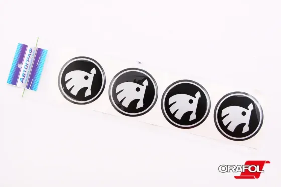 Наклейка на колпак 70ммм силікон Skoda чорна Автограф (4 шт.) Вінниця