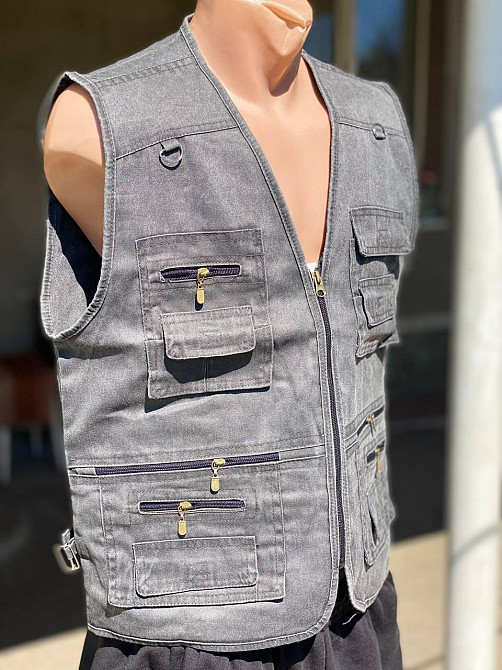 Жилетка летняя норма  мужская Количество карманов 14шт! Безрукавка для рыбалки Синий, Графит Одесса - изображение 4