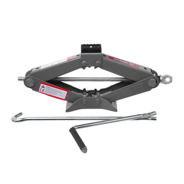 Домкрат INTERTOOL GT0180, механічний ромбоподібний 1т., гумовий упор., 92-340 мм, міцний металевий домкрат Івано-Франківськ - фото 1