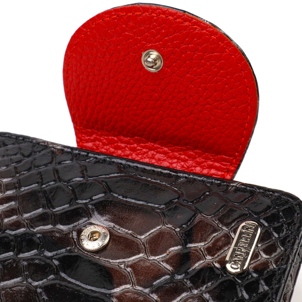 Фактурне жіноче портмоне середнього розміру з натуральної шкіри з тисненням під змію CANPELLINI 21805 Різнокольорове Київ - фото 8