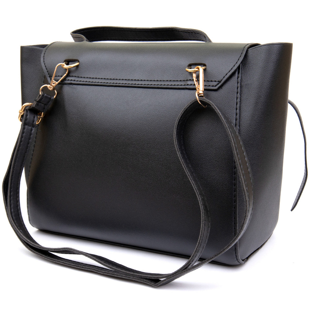 Сумка з клапаном із шкірзамінника Vintage sale_14949 Чорна Київ - фото 2