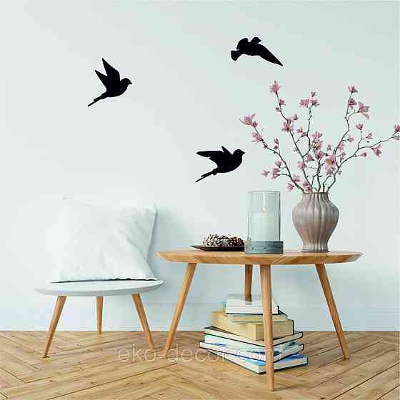 Декоративне настінне Панно «Пташка» Декор на стіну (ціна за 1 шт.) 30*16 см, Чорний Київ