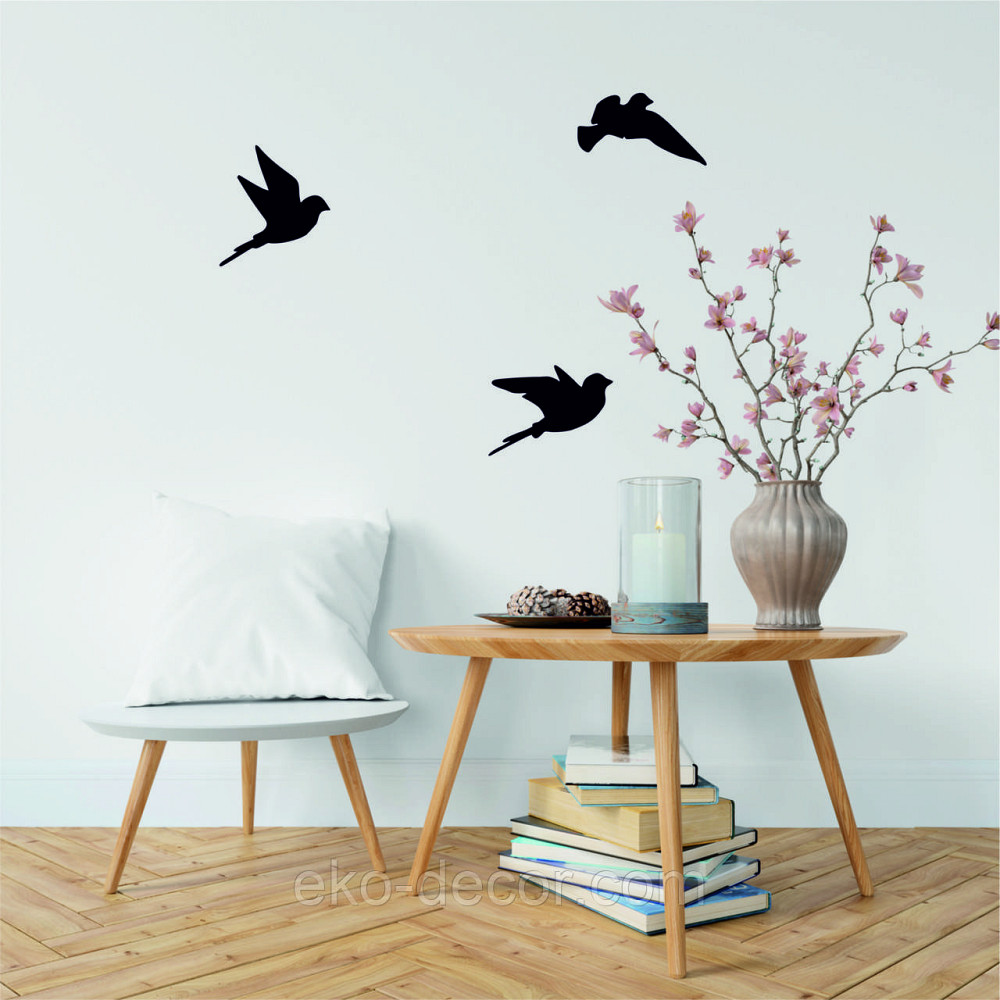 Декоративне настінне Панно «Пташка» Декор на стіну (ціна за 1 шт.) 30*16 см, Чорний Київ - фото 2