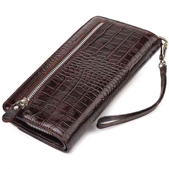 Функциональное портмоне клатч из натуральной кожи CANPELLINI 21536 Коричневое Киев