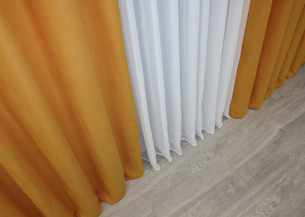 Шторная ткань нубук однотонный, Турция, цвет янтарный 1511ш Киев - изображение 7