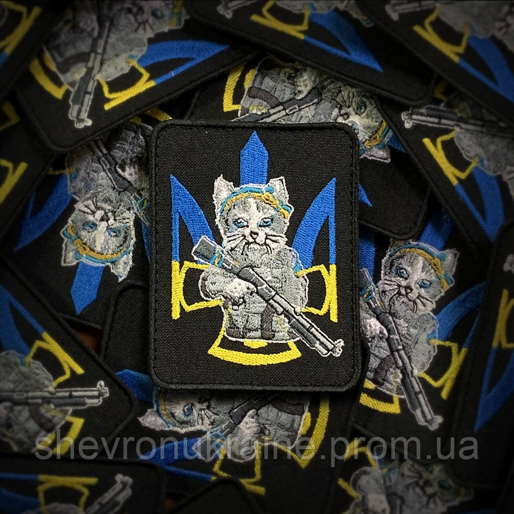 Шеврон украинский котик (Форма прямоугольная. На липучке) Размер 9x7см Киев - изображение 1