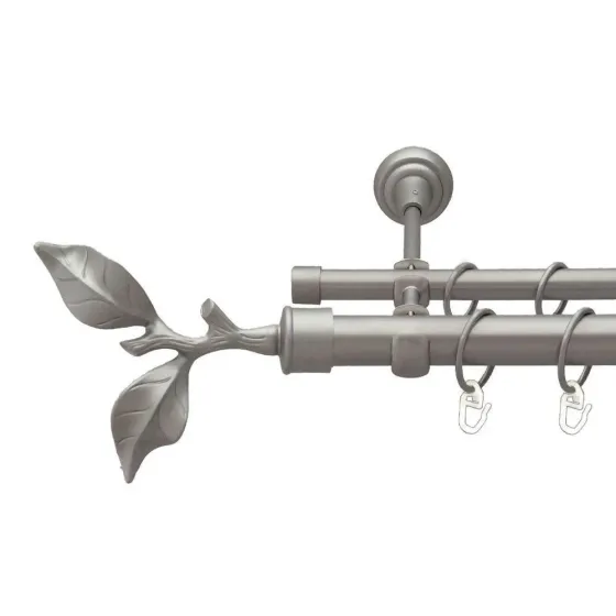 Карниз Orvit Листок Троянди металевий дворядний відкритий гладка труба кільце металеве Сатин 25\16 мм 160 см (6353171) Львів
