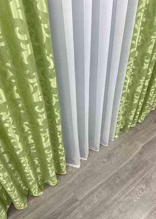 Шторна тканина жакард, колекція "Вензель" колір салатовий 297ш Київ