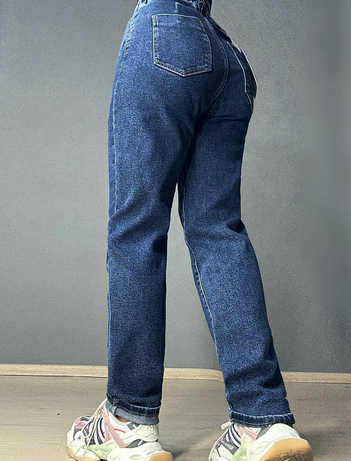 Джинсы женские LDM 0250 МОМ бананы резинка на поясе батал большие размеры синие, синий, З6, 36, 100 см, 128 см Киев - изображение 13