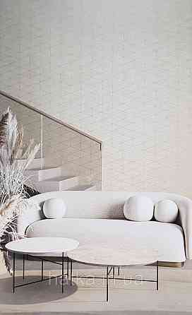 Шпалери вінілові на флізеліні Marburg Travertino 1.06х10 фігури трикутники смуги структурні бежеві 3д Київ