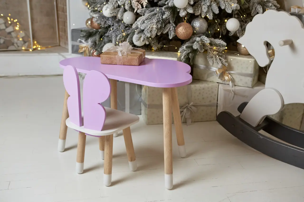 Детский столик Облачко для учебы и игр (Фиолетовый) и стульчик Бабочка (Фиолетовый с белым) Винница - изображение 8