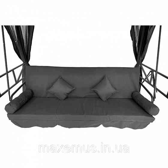 Садовые качели B0 02 с навесом подушками и москитной сеткой качели для сада и дачи серая Мостиська