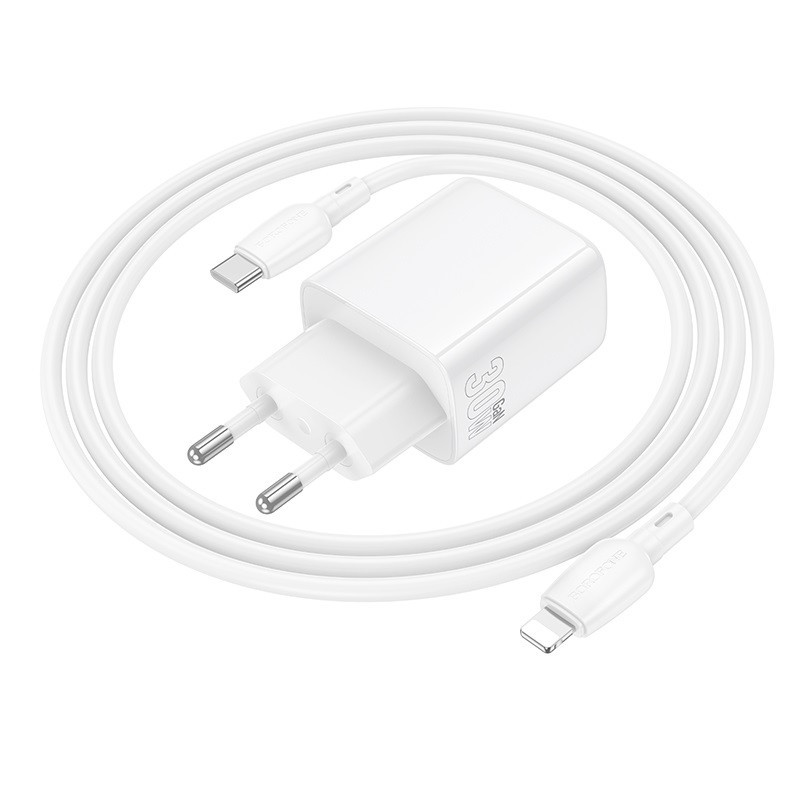 Мережевий зарядний пристрій BOROFONE BN28 Fuente single port PD30W charger (EU) White Одеса - фото 5