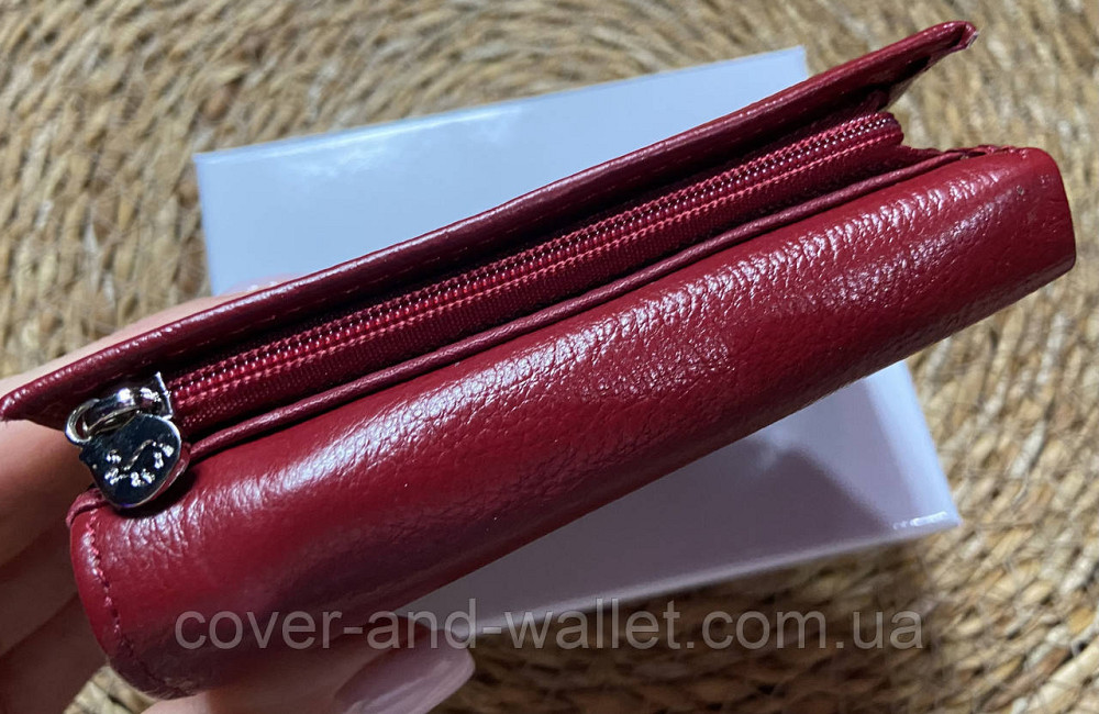 Маленький женский кожаный кошелёк бордового цвета на магнитах Marco Coverna 1419 Киев - изображение 10