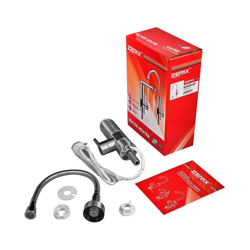 Водонагрівач 3,3 kW проточний, нержавіюча сталь, з індикатором температури, рефлекторний вилив, на мийку ZERIX ELW35-EF (ZX5577) Київ - фото 5