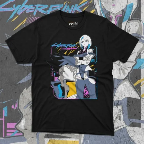Футболка чоловіча з  принтом Cyber Punk Lucy and David Розмір 48 Anime1027 Дніпро