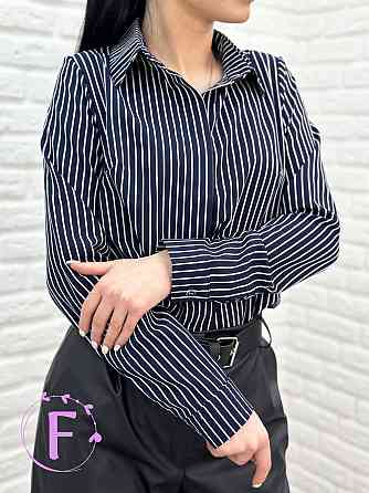 Сорочка з довгими рукавами у смужку "Sail" оптом | Батал | Розпродаж моделі Темно-синій, 50-52, вузька смужка Київ